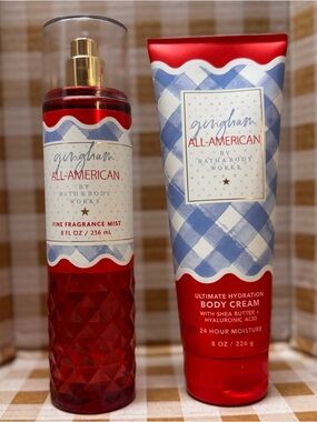 NEW B&BW Gingham All American Fragrance and Body Cream Set Full Size